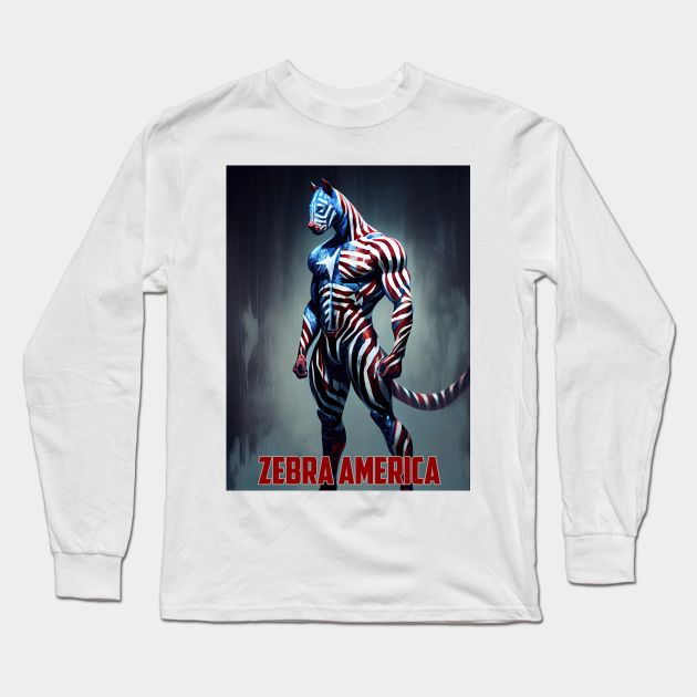 Zebra America - Oil paint Long Sleeve T-Shirt by ABART BY ALEXST 